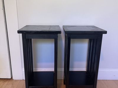 Black wooden end tables