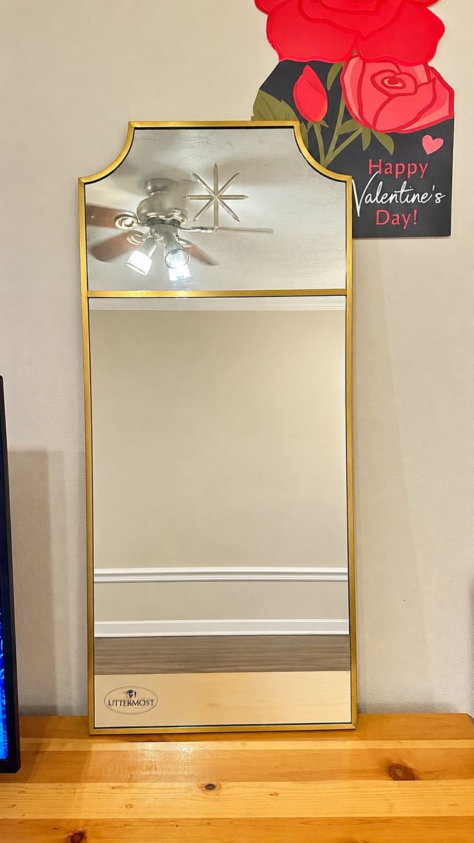 Uttermost Gold Frame Wall Mirror with Arched Top Accent