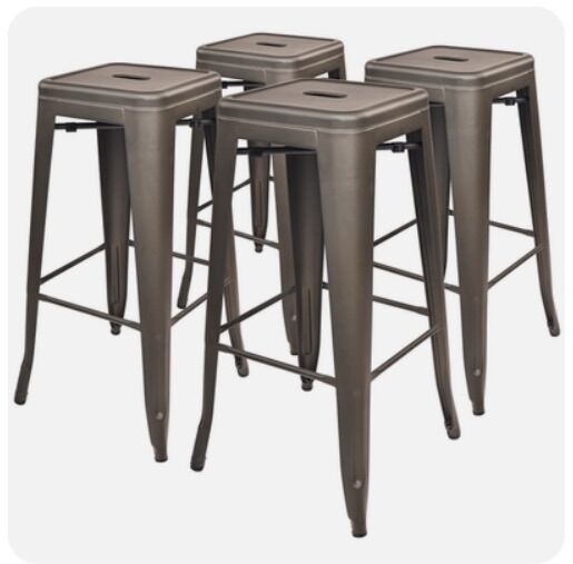4 New Grey 30 inch Metal Stools. Can Deliver