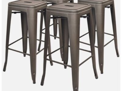 4 New Grey 30 inch Metal Stools. Can Deliver