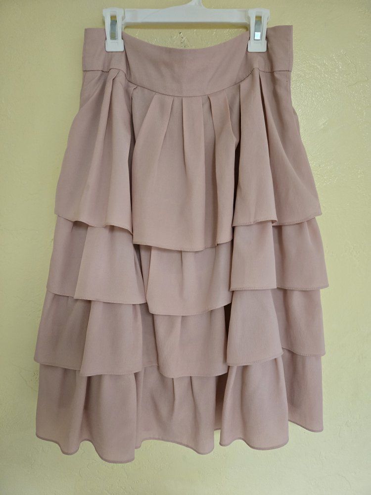 Downeast Pink Ruffle Tiered Skirt Size Small Polyester