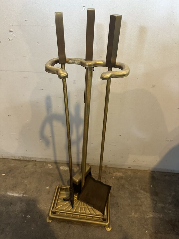 Vintage Brass Fireplace Tools Set