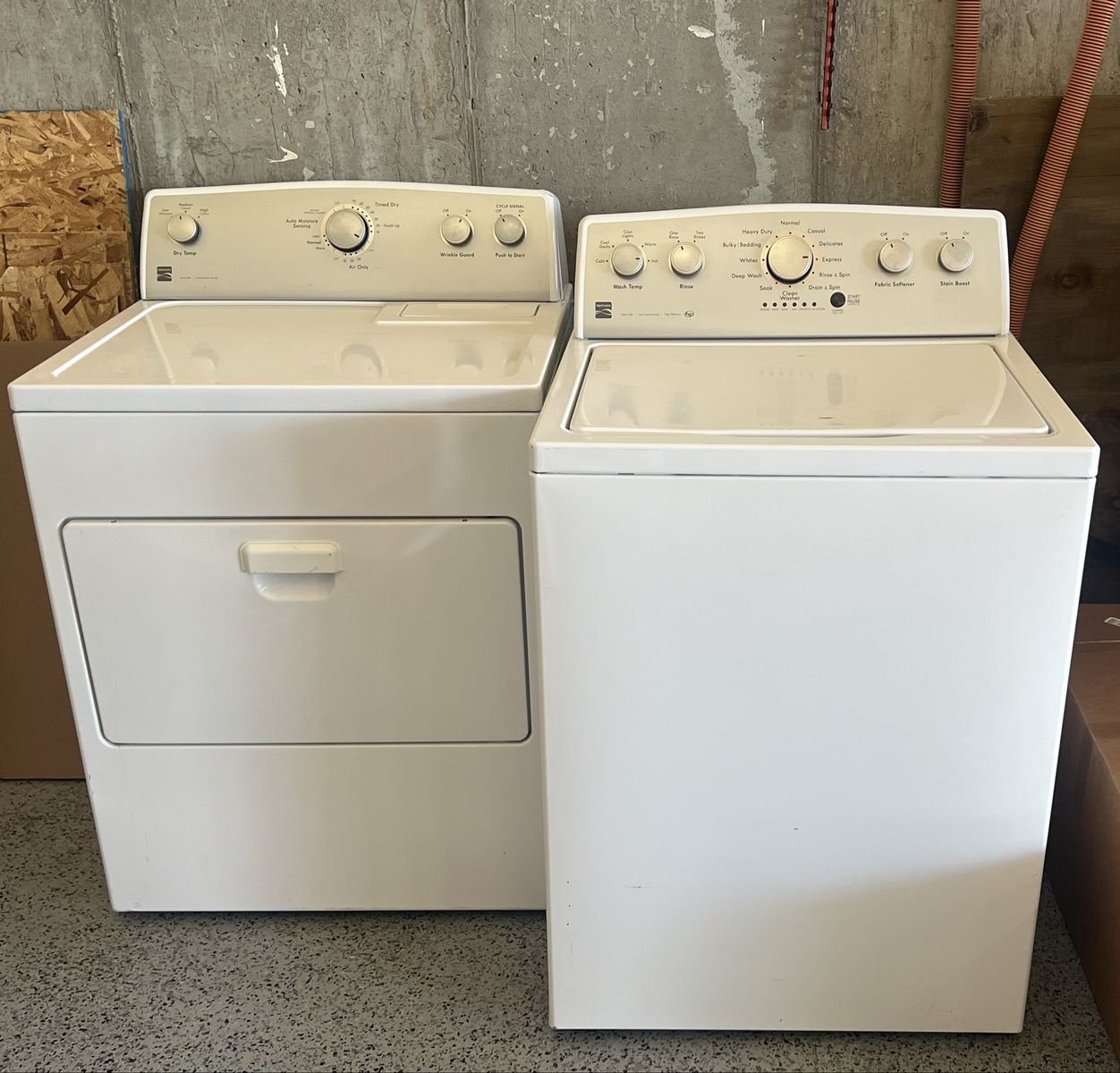 Kenmore White Washer and Dryer Set Top-Load Used