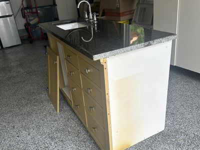 Bathroom vanity, granite top with faucet