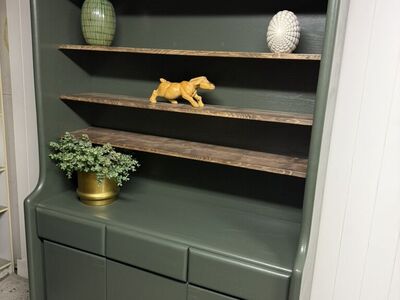 Dark Green Solid Wood Hutch