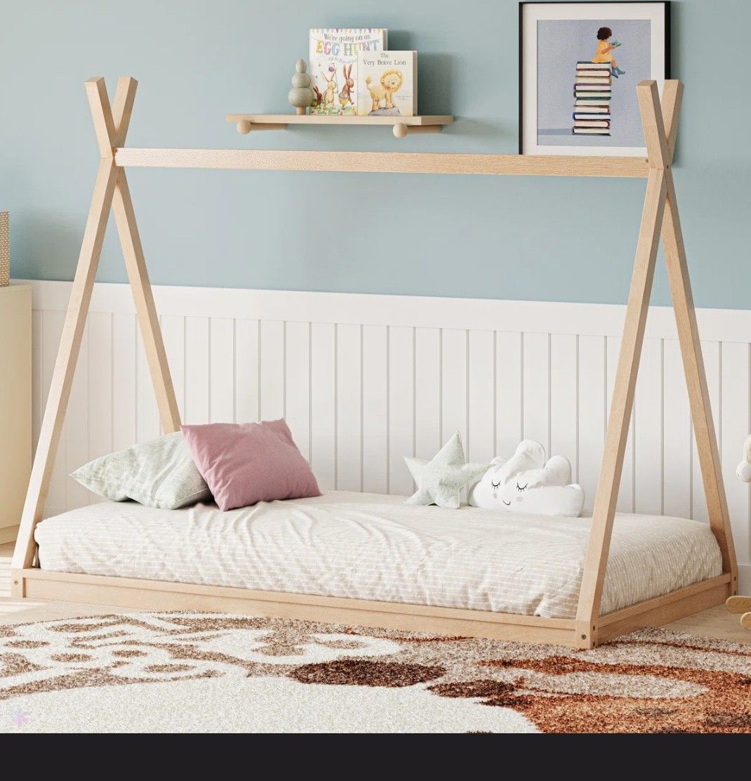 Montessori style teepee twin bed frame