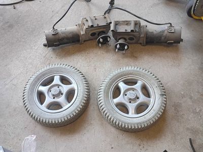Pair of Power Wheelchair Drive Motors & 3.00-8 Wheels for your next project/go cart