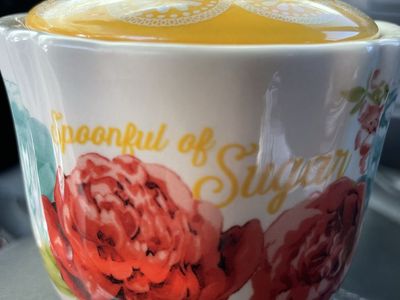 Pioneer Woman Sugar Bowl Blossom Jubilee With Lid Spoonful of Sugar Stoneware