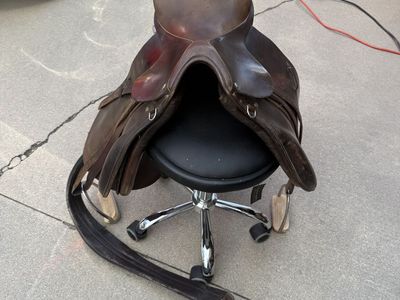 2 horse saddles