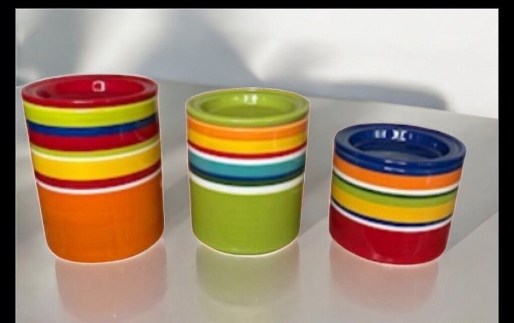 Stripe Rainbo Canisters Porcelain Pier 1