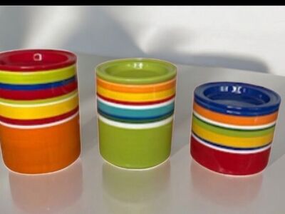 Stripe Rainbo Canisters Porcelain Pier 1