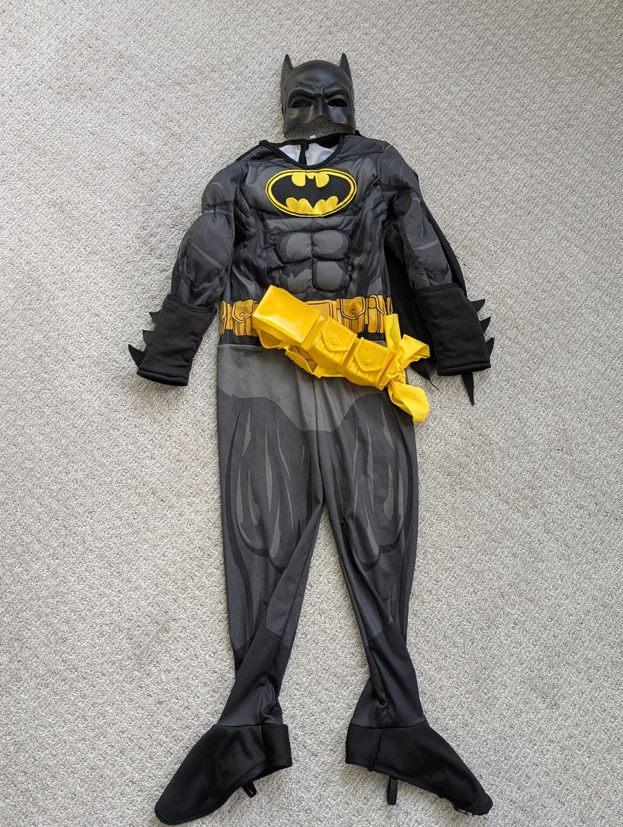 Batman Costume with Utility Belt and Hard Mask, size small