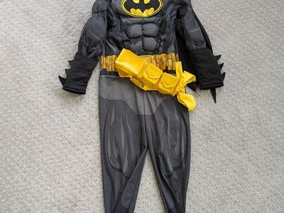 Batman Costume with Utility Belt and Hard Mask, size small