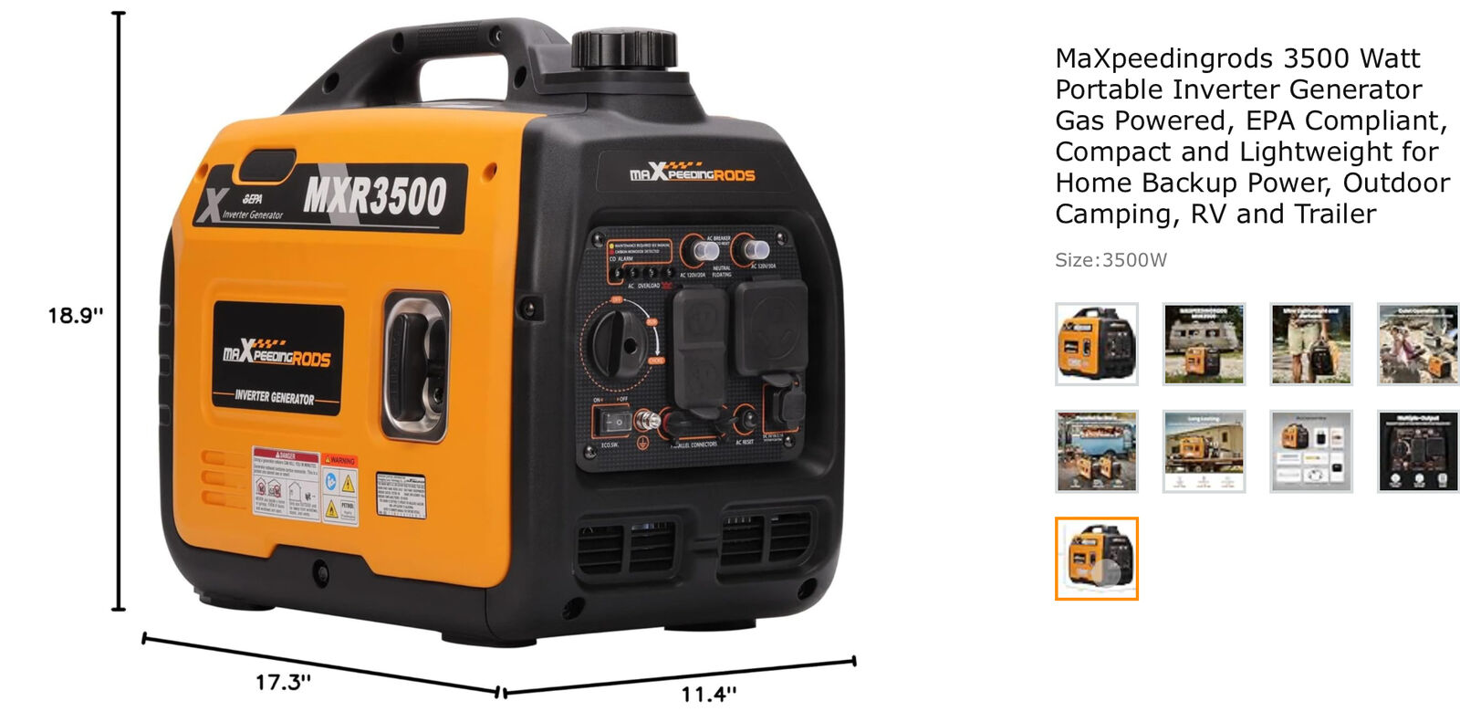 3500 W portable generator