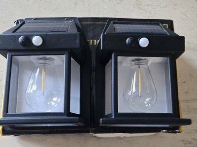 Solar LED Wall Lanterns Outdoor Lights 2-Pack with Motion Sensor new with box
