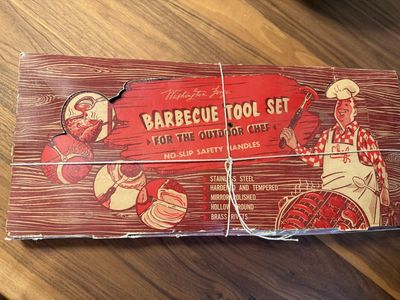 Vintage BBQ set. 1950s? Comes with original box. $75 OBU Cash only