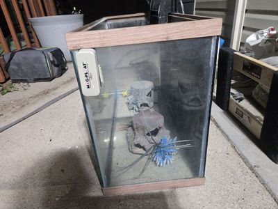 Glass Fish Aquarium Tank with Aqueon Filter, Mag-Float Cleaner & Decor
