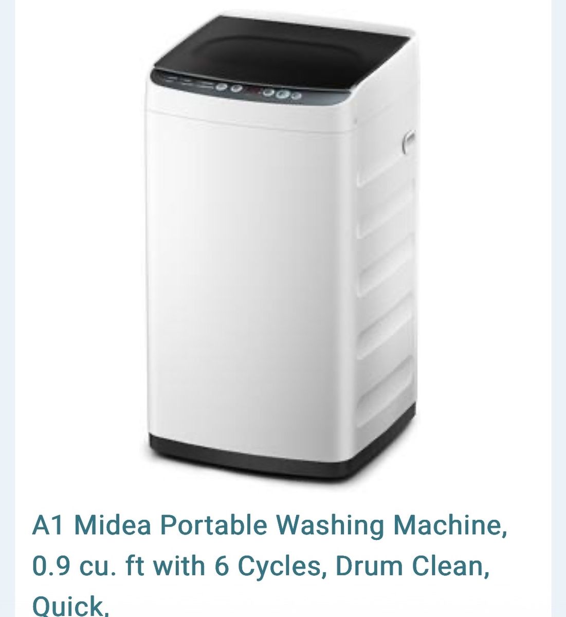 Midea Portable Washing Machine 0.9 cu. ft with 6 Cycles White