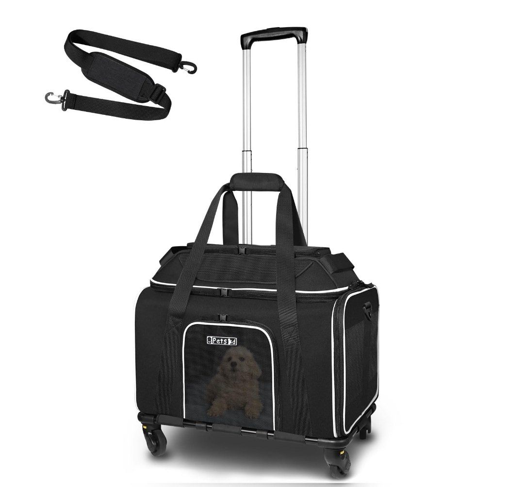 Top-Expandable Pet Carrier with Wheels 18x11x11 in