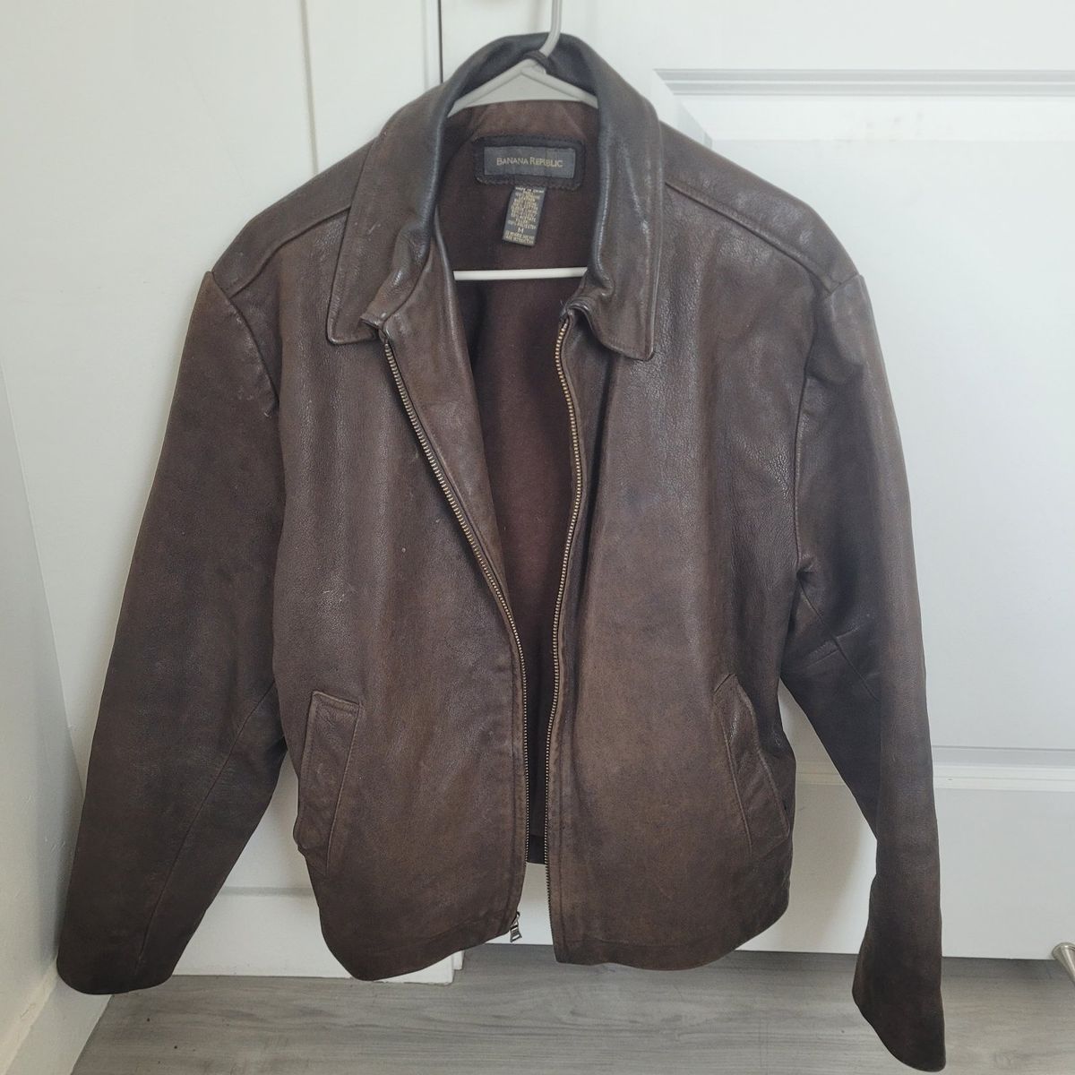 Banana Republic Men's Brown Genuine Leather Bomber Jacket Size M