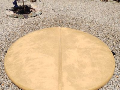 78" Round Spa / Hot Tub Cover - Tan, Foldable, includes plywood toppers for winter snow loads