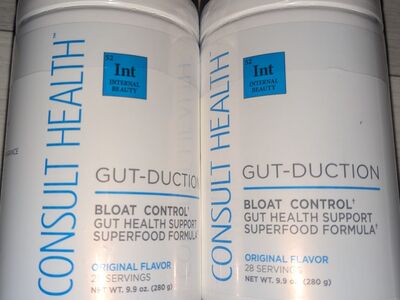 $80 Value CONSULT HEALTH GUT DUCTION 2 BOTTLES Bloat Control Superfood Formula