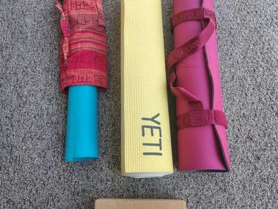 yoga mats and block
