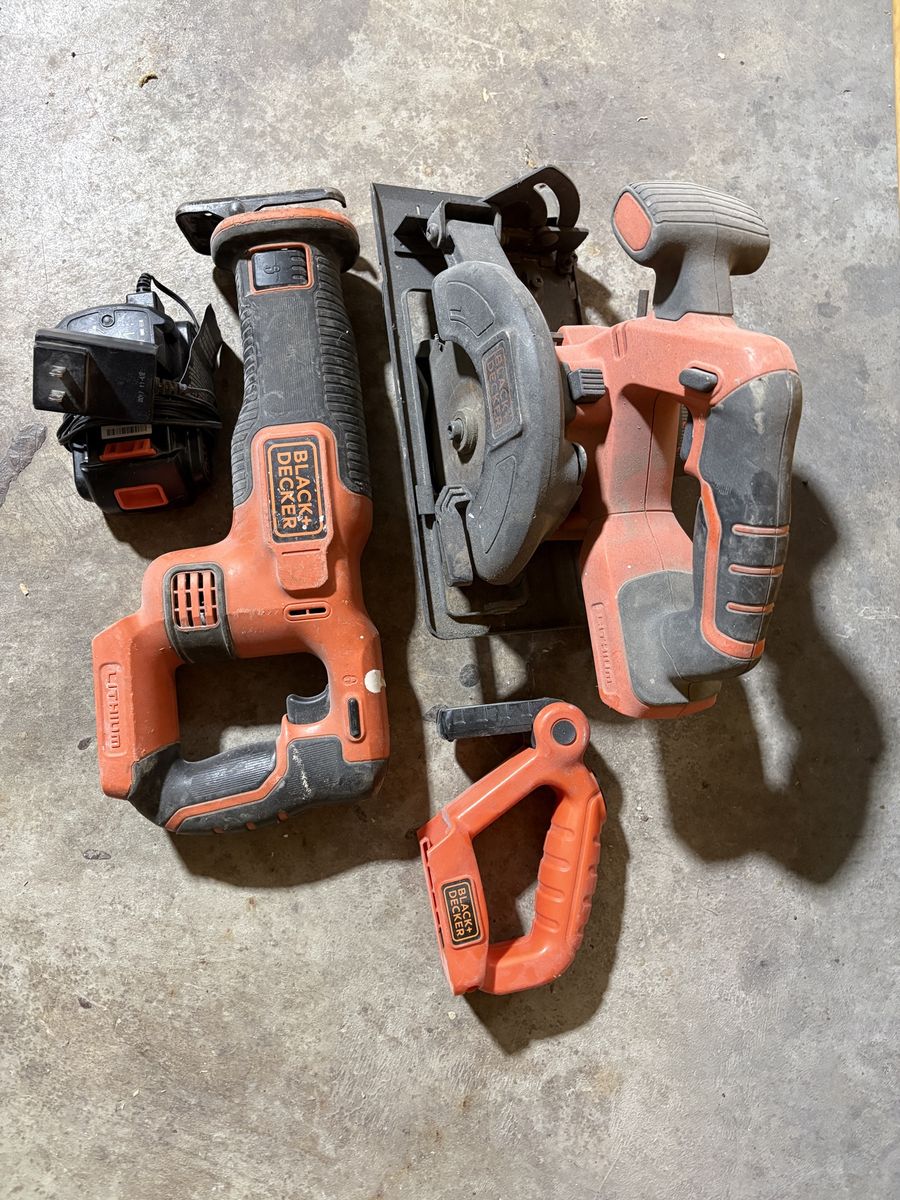 BLACK+DECKER Cordless Power Tool Kit: Reciprocating Saw, Circular Saw, Handle, Charger - Lithium