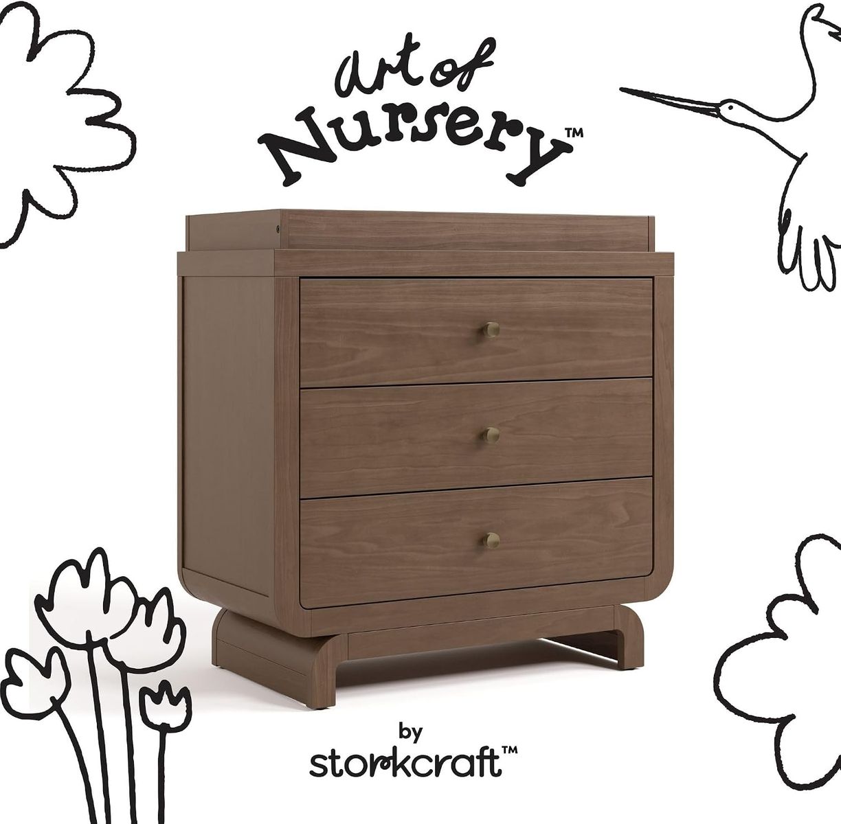Storkcraft Santorini 3 Drawer Chest with Changing Topper, Hazelnut - New in Box