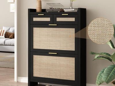 hoe Storage Cabinet with 2 Drawers & 2 Flip Drawer