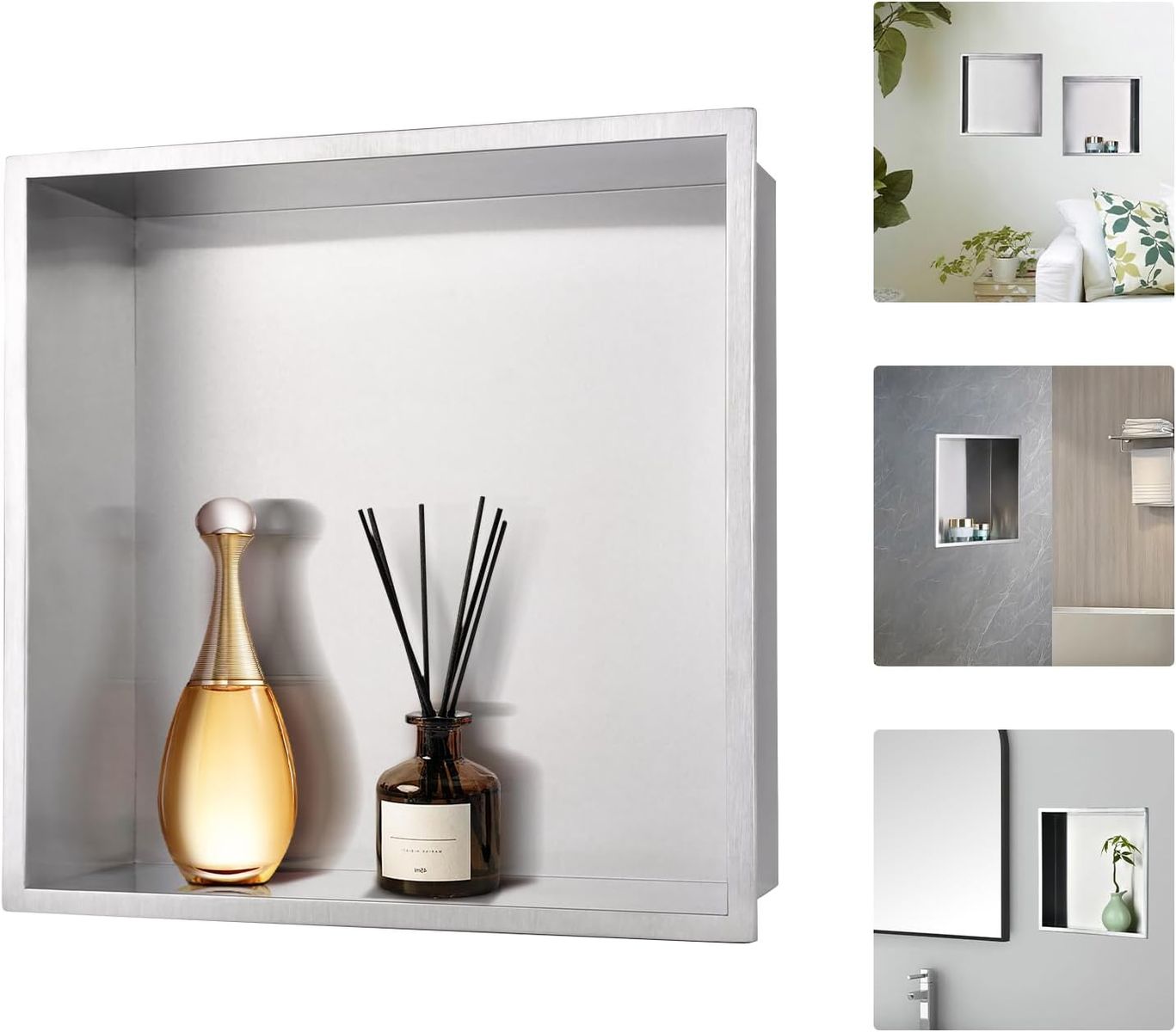12" x 12" Brushed Nickel Shower Niche Wall Insert