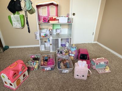 KidKraft Wooden Dollhouse & Large Toy Bundle with Dolls, Vehicles, & Accessories