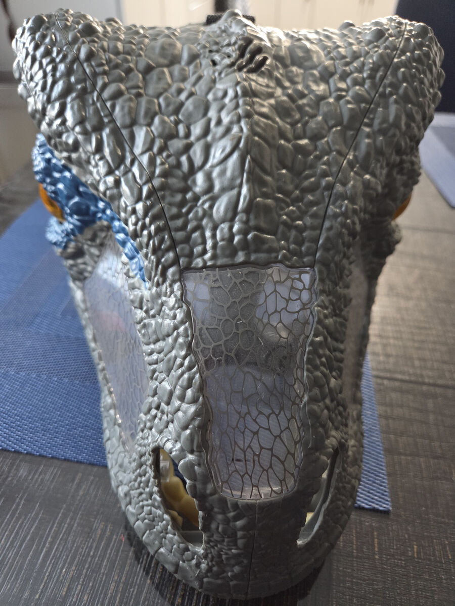 Mattel Jurassic World Chomp n Roar Mask Velociraptor Blue Electronics