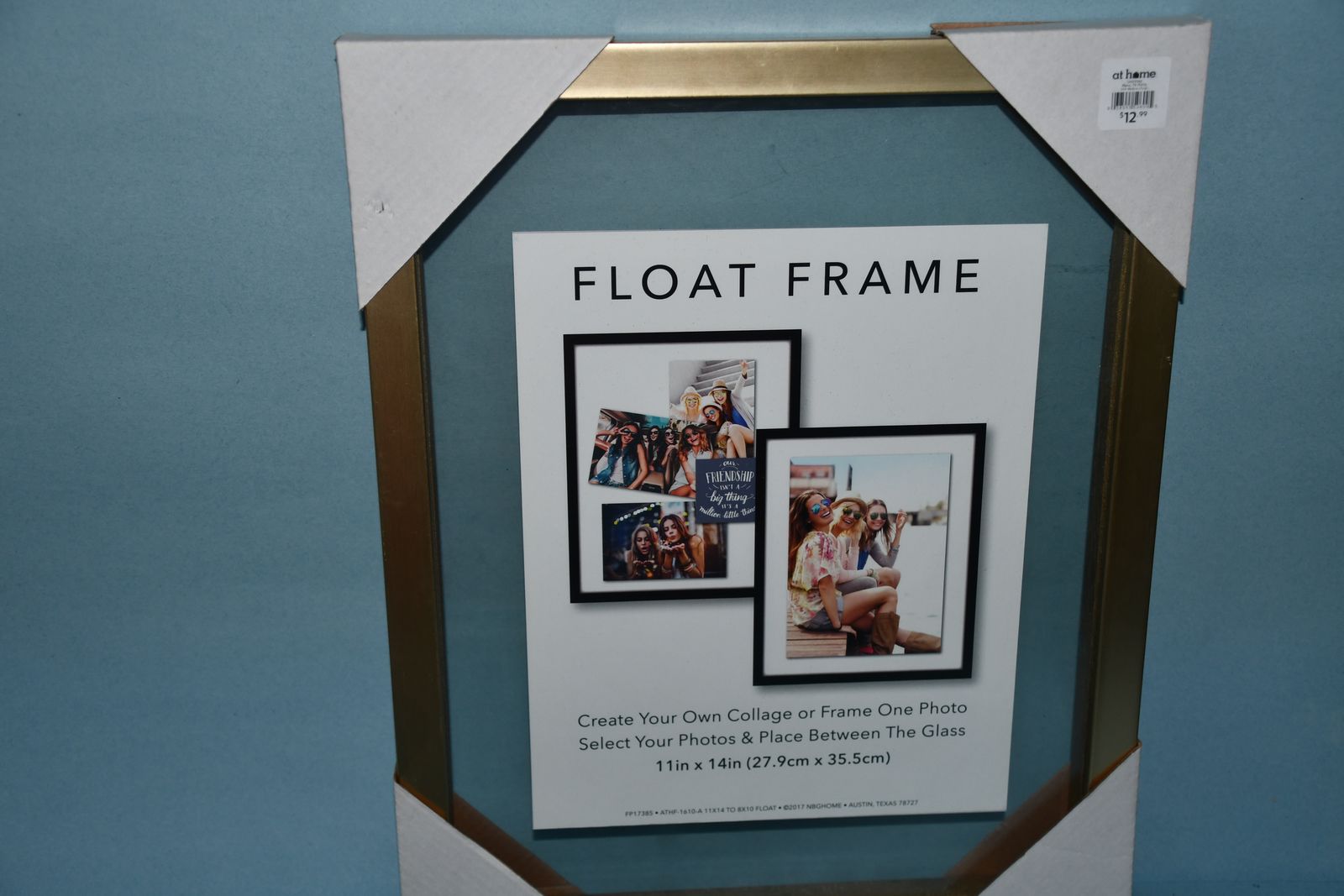 NEW "FLOAT FRAME" ~ 11" x 14" ~ SELECT PHOTOS & PLACE BETWEEN THE GLASS ~ GOLD FINISH FRAME ~ $5