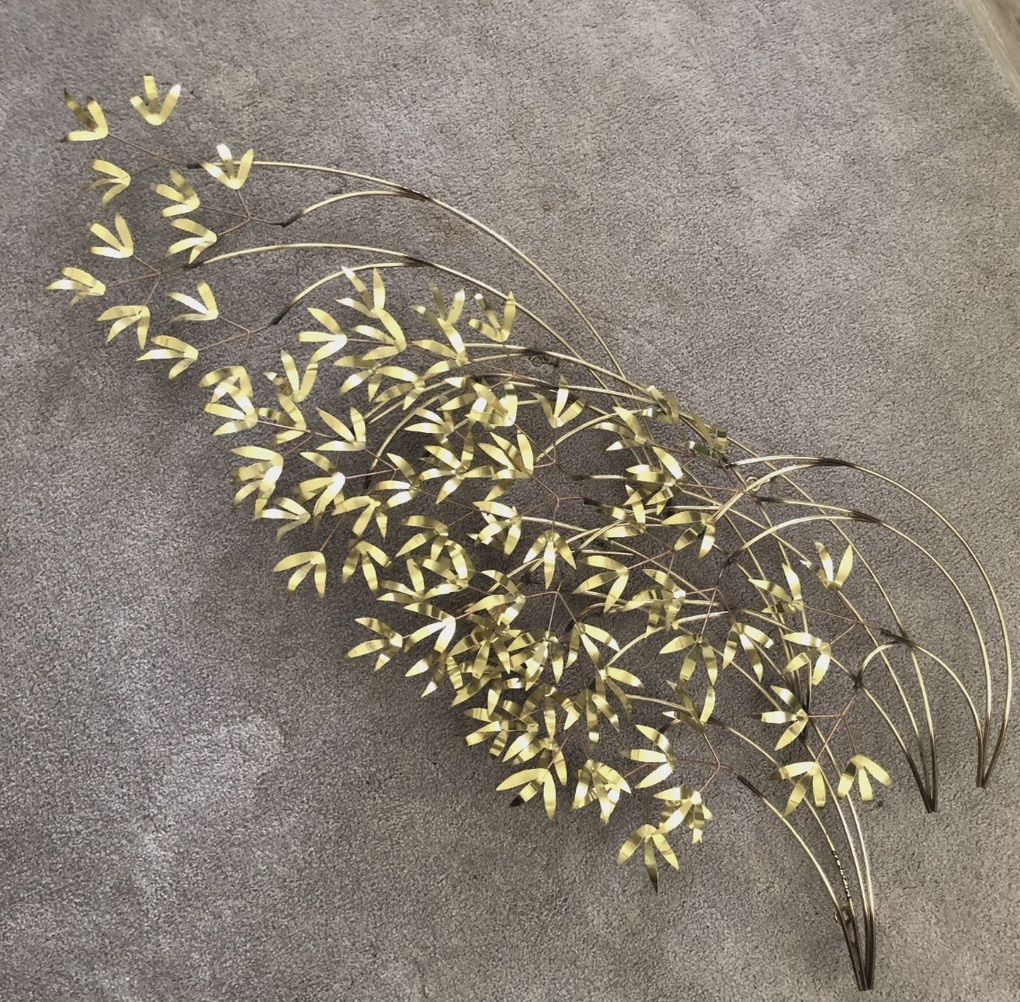 Vintage Curtis Jere Brass Bamboo Leaf Wall art