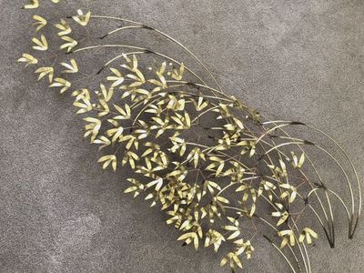 Vintage Curtis Jere Brass Bamboo Leaf Wall art