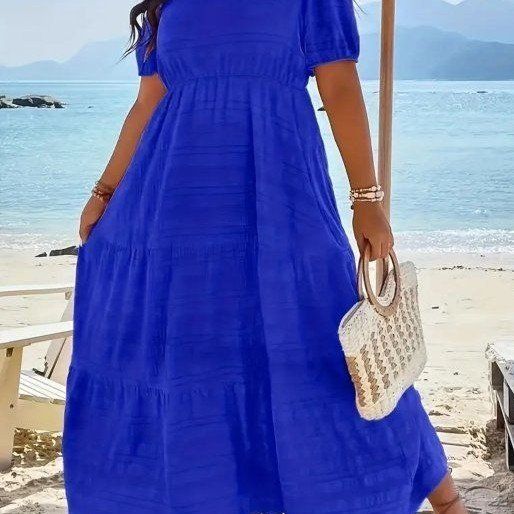 Women's 1XL Summer Dress,  Light Airy fabric,  Square Neck, Short Sleeve. NEW Cobalt Blue Pick up in Mapleton  Cash/Venmo FCFS