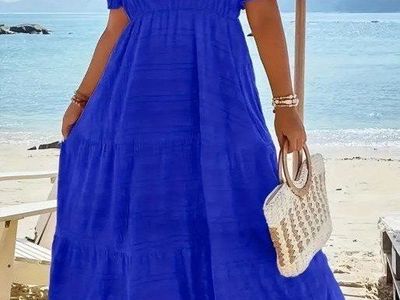 Women's 1XL Summer Dress, Light Airy fabric, Square Neck, Short Sleeve. NEW Cobalt Blue Pick up in Mapleton Cash/Venmo FCFS