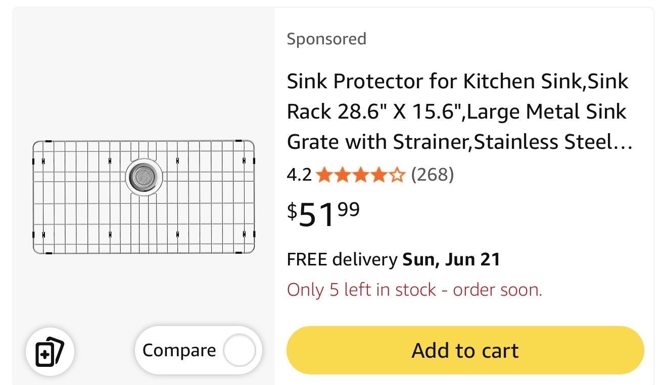 Stainless Steel Kitchen Sink Protector Rack with Strainer, 28.5" x 15.6" - Large Metal Grate