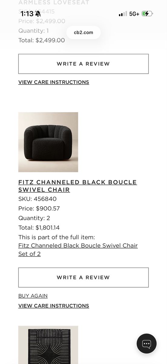 CB2 Black Swivel Chair