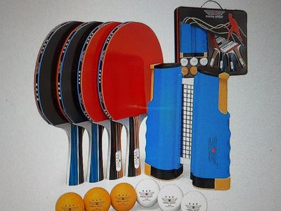 New NIBIRU SPORT Professional Ping Pong 4 Paddle Set for Two Or 4 Players with Retractable Net and 6 Balls