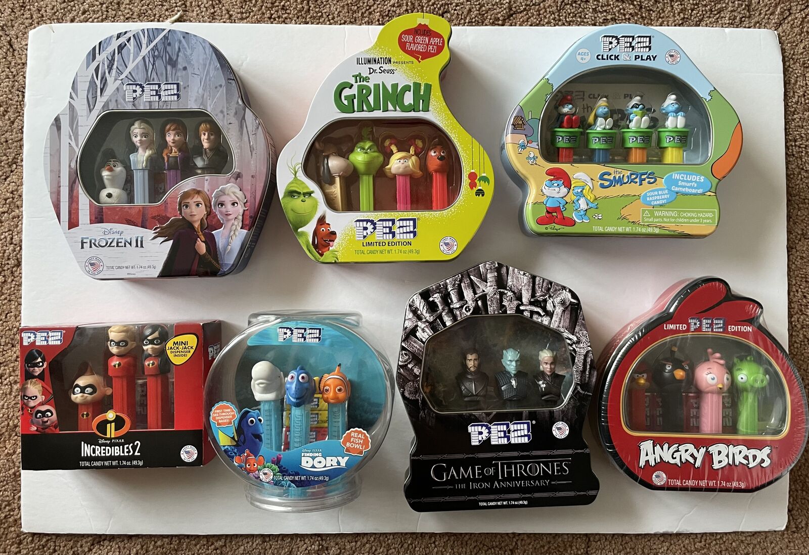 New! 7 Collectible Pez Tins