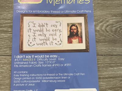 American Crafts Stamped Cross Stitch Kit: "I Didn't Say It Would Be Easy..." Jesus Theme, 13"x13"