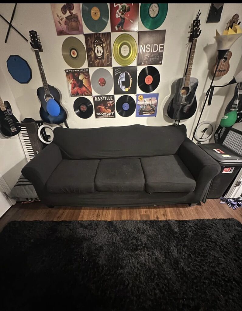 3 Seat Couch, With Black Couch Cover