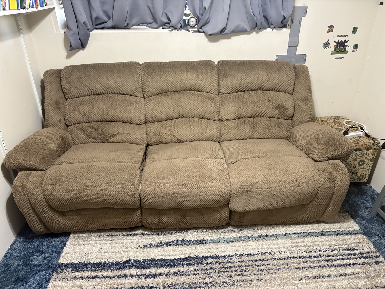 Brown Reclining Sofa