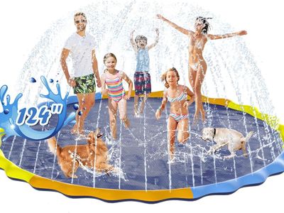 NEW Instraella Splash Pad for Kids and Dogs, 124in Non-Slip Sprinkler Mat 0.5mm Thickened Durable and Foldable