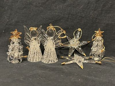 Spun-Glass Christmas Ornaments Hand-Made Imported
