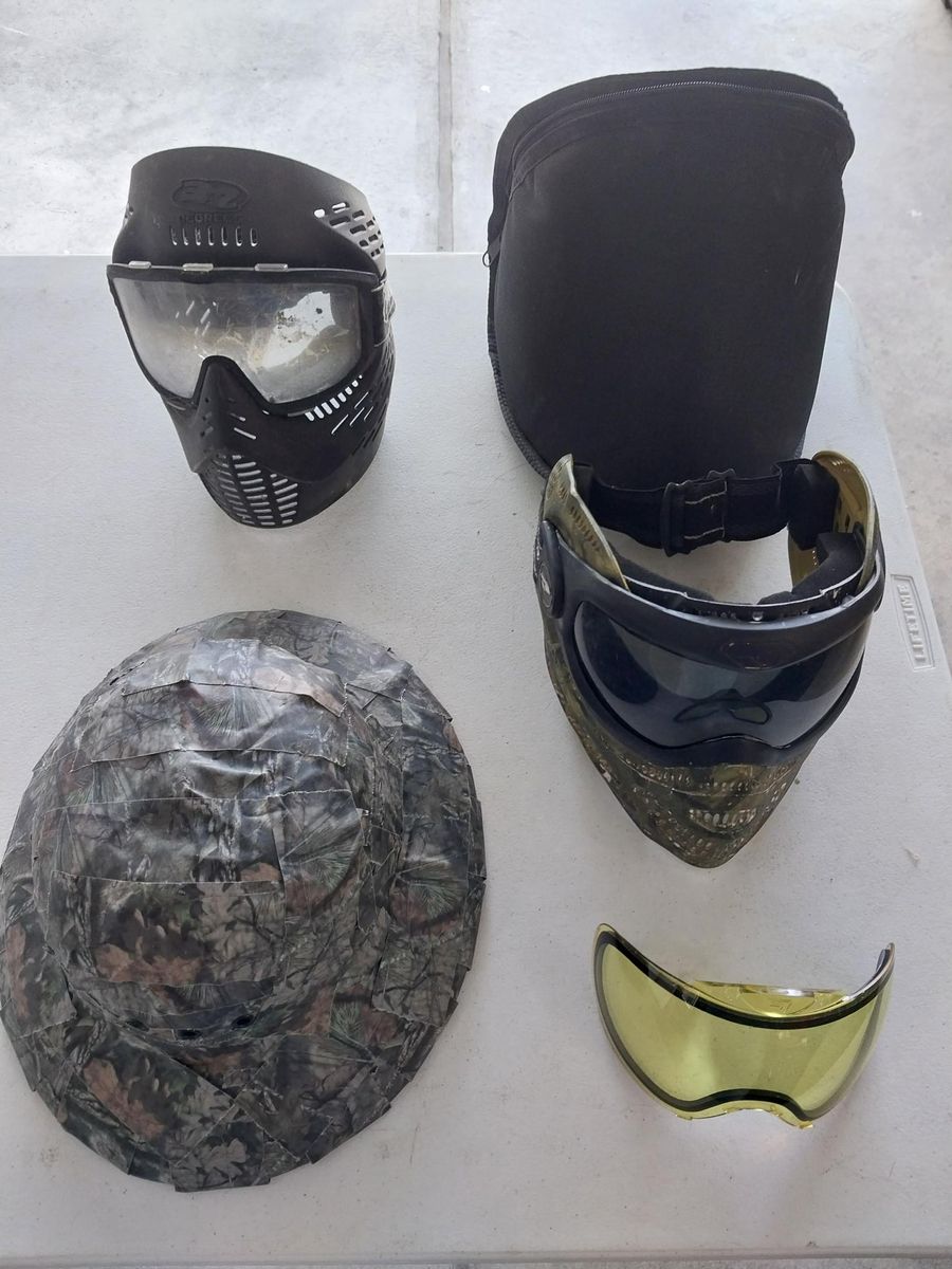 Paintball Masks and Camo Helmet