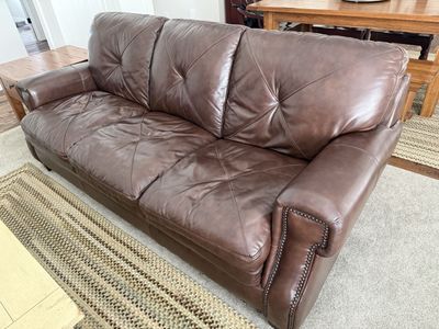 Futura McKinney Oak Leather Sofa, Chair, and Ottoman