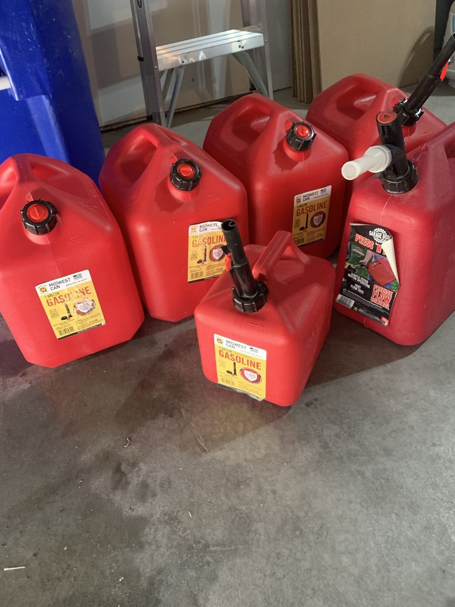 6 Gas containers 5/ 5-Gallon 1/ 1 Gallon